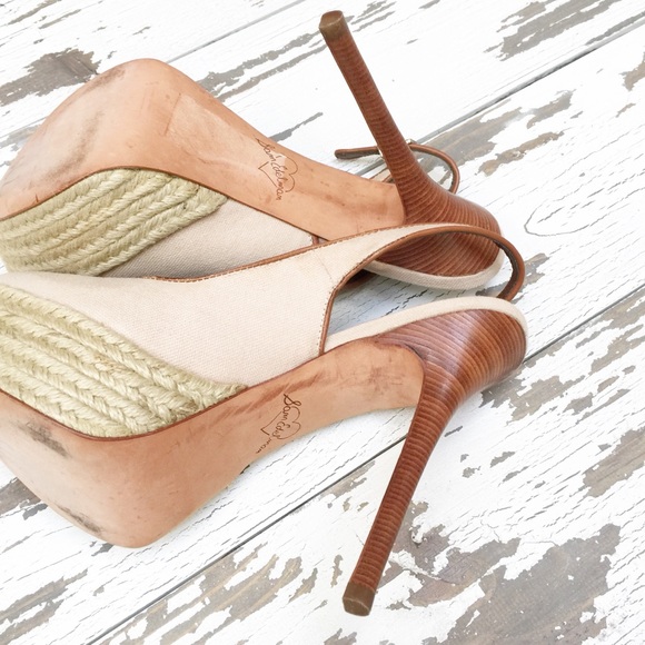 ❇ EUC ❇ Sam Edelman Tan/Nude Canvas Platform Heels, Size 8 - Picture 6 of 6